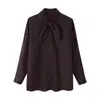 Comércio Exterior Transfronteiriço Atacado Roupas Femininas Outono Novo Estilo Europeu e Americano Retrô Francês Lenço Camisa de Manga Longa de Popeline
