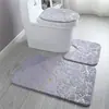 Juego de tres piezas de Alfombra de Baño de Pelo de Conejo Pequeño con Bronceado para Inodoro Alfombra de Baño para Inodoro Alfombra para Inodoro en forma de U Alfombra de Puerta