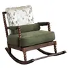 Mecedora Retro Francesa para Uso en Casa, Sillón Reclinable Perezoso de Perla para Ocio, Mecedora de Sofá Individual de Diseñador de Madera Maciza
