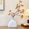 Ruyi de Caqui Fruta de Caqui Falsa Arranjo de Flores Artificiais Decoração de Mesa Entrada Ornamento de Arranjo Floral Transmissão ao Vivo Dropshipping