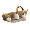 Grifo de lavabo de cobre puro para agua caliente y fría Ft juego antiguo de tres piezas dividido doble estilo europeo baño tres agujeros dragón de agua para lavabo