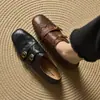 Zapatos de Cuero de Oveja Brogue Hueco Retro Británico 2026 Primavera Tacón Bajo Cuadrado Piel Genuina Corte Profundo Zapatos de Una Sola Pieza para Mujer