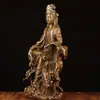 Estátua de Buda de caráter antigo folha de lótus Guanyin sentada no Dragão Guanyin livre decoração de casa presente criativo artesanato ornamentos