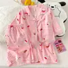Pijamas de Algodón Nube para Mujer Verano Delgadas Lindas de Dibujos Animados Manga Corta Shorts Sueltos Conjunto de Ropa para Casa de Celebridad de Internet Se Puede Usar Afuera