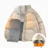 453.65kg Abrigo de algodón de doble cara con forro de lana de cordero, abrigo de algodón cálido de moda de invierno para parejas, chaqueta gruesa para hombre