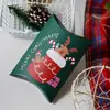 Caja de Almohada Estilo Ins Navideño 2024 Dibujo Animado Pintado a Mano Papá Noel Muñeco de Nieve Reno Caja para Snacks