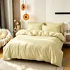 Venda Direta de Fábrica Transfronteiriça Amazon Cor Sólida Escovado Bicolor 90gsm Capa de Edredom Fronha Jogo de Cama de Três Peças