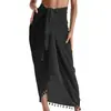 Cubierta de Playa Larga para Mujer con Borlas, Blusa de Playa, Bufanda para Bikini, Chal de Playa