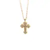 Colgante de Cruz Retro Europeo y Americano Full Diamond Super Brillante con Diamantes, Lujo Ligero, Elegante y Versátil Cadena para Clavícula Accesorio de Nicho