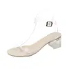 2025 Novas Sandálias Transparentes Estilo Fada de Tamanho Grande Chinelos com Tira de Cristal para Mulheres Salto Grosso Salto Alto Sapatos Femininos