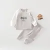 Conjunto Bebê Duas Peças Elefantinho e Três Ursos Primavera/Verão Algodão Puro Sem Etiqueta Roupas de Bebê Outono Calças de Outono Roupa de Casa