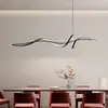 Luz de restaurante artística creativa y personalizada, luz colgante LED larga, luz de mesa de comedor de alta gama, luz de barra de bar, 6 lámparas nuevas de arte de hierro