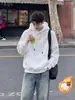 Sudadera con Capucha de Algodón Pesado para Adolescentes Hombres Primavera y Otoño Holgada de Alta Calidad Estilo Boxy Top Casual