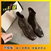 Botines Nuevos 2026 de Tobillo con Estilo Francés para Mujer, Otoño e Invierno, Nuevos Botines Elásticos Ajustados de Tacón Medio-Alto
