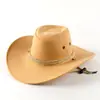 Sombrero de vaquero retro americano, fedora para hombre, sombrero de jazz para proteger del sol, sombrero de ala ancha de verano británico para protección solar, sombrero de caballero para mujer