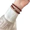 Nuevo Pulsera Elástica de Doble Círculo de la Fortuna Estilo Chino Imitación Cinabrio Cuentas de la Fortuna He Tianyu Joyería Simple Versátil Apilable