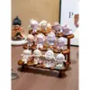 Color Nogal Caja Misteriosa Soporte de Exhibición de Almacenamiento Estante para Figuras Entrada Adorno Pequeño Organizador de Niveles
