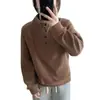 Sudadera de Terciopelo con Hilo Estilo Retro Americano 260g Primavera y Otoño Casual Diseño de Color Sólido Cuello Semi Alto Versátil Cálido