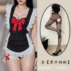 Lencería Sexy, Mariposa Linda, Espalda Descubierta, Lindo Uniforme de Sirvienta, Delantal de Encaje con Cordones de Lujuria Pura, Traje de Tentación de Sirvienta con Nalgas Expuestas