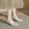 Jinqi CH60-45 sapato de salto agulha bico fino boca rasa para damas de honra sapatos de noiva sapatos de casamento sapatos de camada única saltos altos sexy