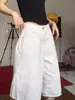 Estilo Retro Vibe High Street Americano Pantalones Blancos de Pierna Ancha para Mujer Verano Rectos Sueltos Rectos Acortados