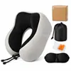 Almofada de pescoço de espuma de memória para viagem Amazon, travesseiro de suporte para pescoço em forma de U, portátil e dobrável para aviões