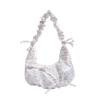 Bolsa de Ombro Simples Floral Transfronteiriça Nova Bolsa de Ombro Doce Bolsinha Pastoral Bolsa Pequena Bolsa de Nylon Pregueada