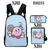 Nova Bolsa Transfronteiriça 3D Estrela Kabi Kirby Impressão a Cores Conjunto de Três Peças Mochila Escolar de Tecido Oxford para Homens e Mulheres