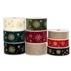 Suministro Transfronterizo de Cintas Navideñas con Estampado Dorado, Decoraciones Festivas, Cintas Impresas de Copos de Nieve, Impresión de Regalos y Cintas de Terciopelo de Copos de Nieve