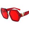 2018 Nuevo AliExpress Europa y Estados Unidos Montura Grande Moda Gafas de sol para hombre y mujer Gafas de sol poligonales V grandes Personalidad Espejo plano