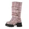 Botas de Mujer Tallas Grandes Transfronterizas, Tallas 36-46, Botas de Montar Naranja Metálico, Cómodo Forro de Lycra, Botas Largas de Comercio Exterior de 6 cm de Altura