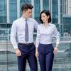 Camisa profissional de manga comprida masculina e feminina, roupas de trabalho para equipe de oficina, camisa branca com decote em V e logotipo bordado