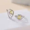 Pendientes Yilu de Plata con Citrino Natural Plata de Ley S925 Hoja de Amatista Cuentas Clip para Oreja Facetado Estilo Más Vendido