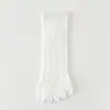 Meias de cinco dedos para mulheres, verão, renda, dedos separados, respiráveis, meias de cano médio, anti-odor, resistentes ao desgaste, absorventes de suor, meias de algodão, vazadas, meias finas