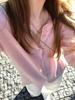Cárdigan Gris de Lana con Cuello Redondo de un Solo Botón Tejido Preguntado Cuando choouan_ Regresar al Campo