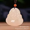 Pingente de Buda de Jade Afegão Natural, Cor Água Clara, Buda Maitreya de Barriga Grande, Escultura em Jade, Ornamento para Pendurar Dupla Face