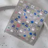 Pegatinas Divertidas para Uñas de Conejito Lindo con Lazo para Niños 5D en Relieve Azul y Blanco Pegatinas para Uñas de Cereza Venta al por Mayor