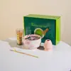 Traje Matcha Estilo Japonés Estilo Ins Cuadros Tazón de Matcha Caja de Regalo Cerámica Transfronterizo Juego de Té para Té Japonés