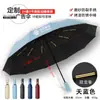 Sombrilla Automática Reforzada de 24 Varillas con Recubrimiento Negro, Sombrilla de Protección Solar, Sombrilla Publicitaria para Negocios, Logo Personalizado