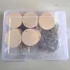 Ins Personalizado DIY Pequena Caixa de Keychain de Lasca de Madeira Redonda Embalada Pingente de Decoração Festiva Disco de 35mm 50 Peças