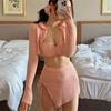 Nuevo Traje de Baño de Cuatro Piezas Dividido 2024 para Mujer para Cubrir el Vientre y Lucir Delgado Traje de Baño para Resort de Playa Aguas Termales [Una Pieza Envío Directo]