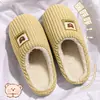 Pantuflas de Algodón Waffle para Mujer 2026 Nuevo Otoño e Invierno Felpa Cálida para el Hogar Interior Suela Suave Antideslizante Pantuflas de Algodón Felpa