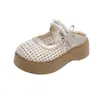Mules Mary Jane de punta cerrada para mujer, calzado de verano para exteriores, nuevas sandalias Birkenstock de verano 2026, tejidas huecas, slip-on, talla 34