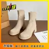 Botines de Tacón Alto de Gamuza Moda Retro Botas Martin de Caballero Suela Gruesa Desmontable Botas para Pierna de Pantalón Uso Bidireccional Mujer Nuevo Estilo 2026