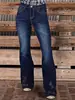 Hme Jeans de Mujer Europeos y Americanos Transfronterizos Marca de Tendencia High Street Retro Chica Caliente Ajuste Delgado Pantalones Acampanados Comercio Exterior Tiktok