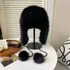 Gorro Estilo Lei Feng de Felpa Gruesa Imitación Visón para Mujer, Cálido de Invierno y a Prueba de Frío con Protección para los Oídos, Gorro para Ciclismo y Esquí del Noreste