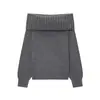 Suéter Pulóver de Moda para Mujer de Venta Caliente en Aliexpress Transfronterizo con Cuello Camisero, Ajuste Holgado de Color Sólido Versátil Estilo Francés