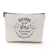 Bolsa de Cosméticos Serie para Tus Hermanas, Mamá y Amigas, Neceser de Viaje de Lino Denso Impermeable, Bolsita Portátil con Cierre de Monedas Regalo
