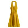 Ropa de mujer al por mayor transfronteriza de comercio exterior 2025 verano viento europeo y americano vestido de cuello sin mangas con cordones y espalda descubierta para mujer E5260106