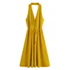 Vestido de verano nuevo, sin mangas, con cuello halter y cordones, estilo europeo y americano, para mujer.